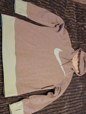 Nike Women's Gray Zip-Up Hoodie with Mint Swoosh Accent